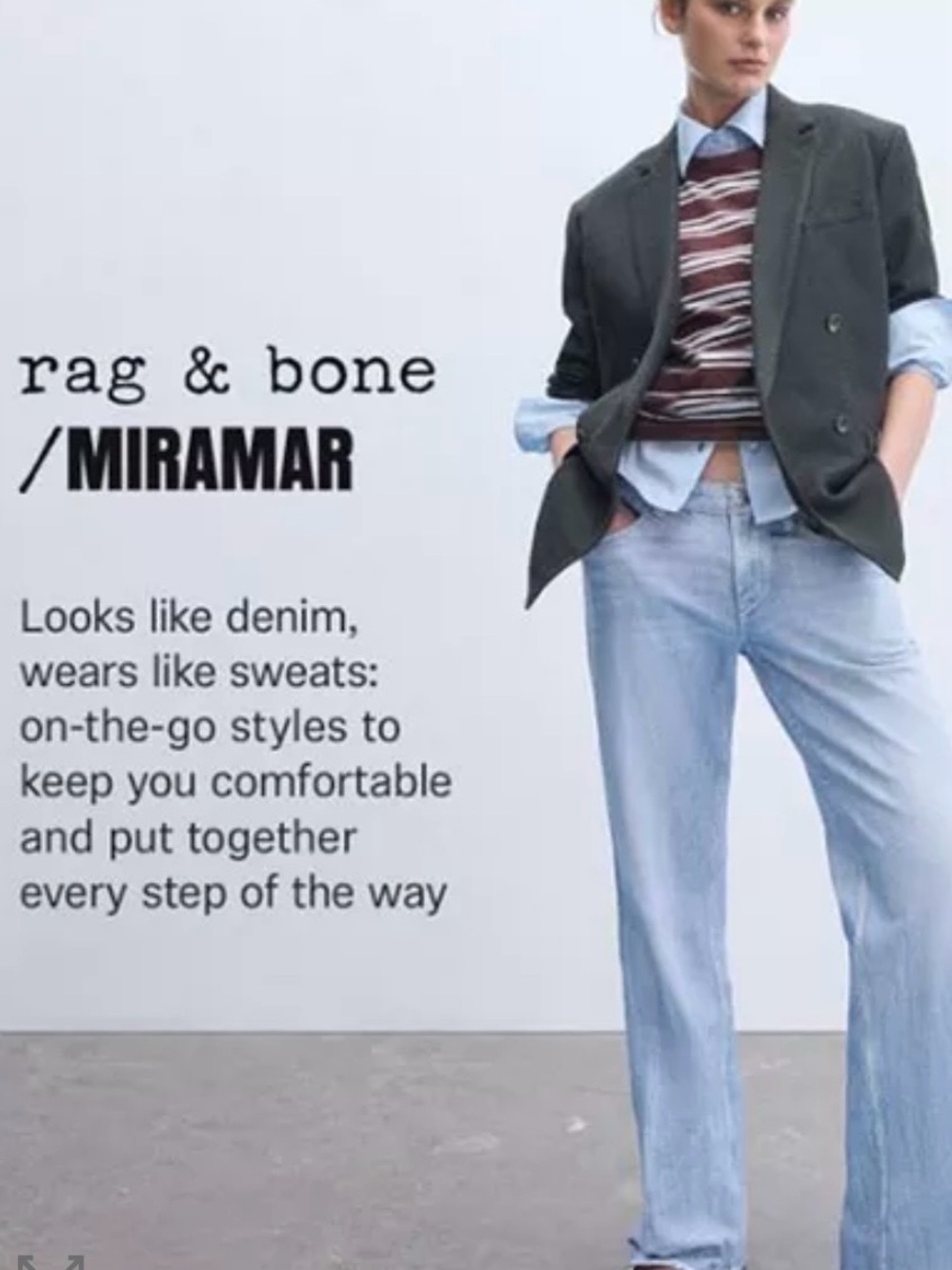 Rag & Bone Miramar Terry Sophe Wide Leg High-Rise Blue Women's Jeans size 25 - Picture 4 of 15